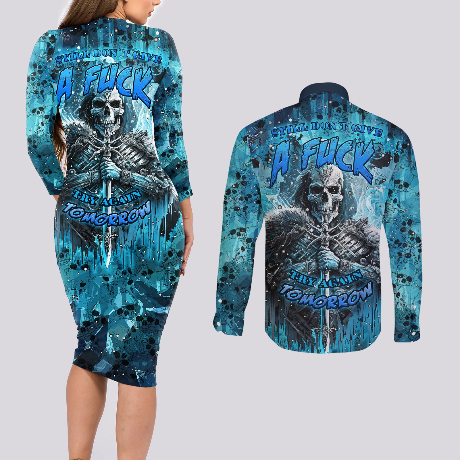 skull-couples-matching-long-sleeve-bodycon-dress-and-long-sleeve-button-shirts-try-again-tomorrow