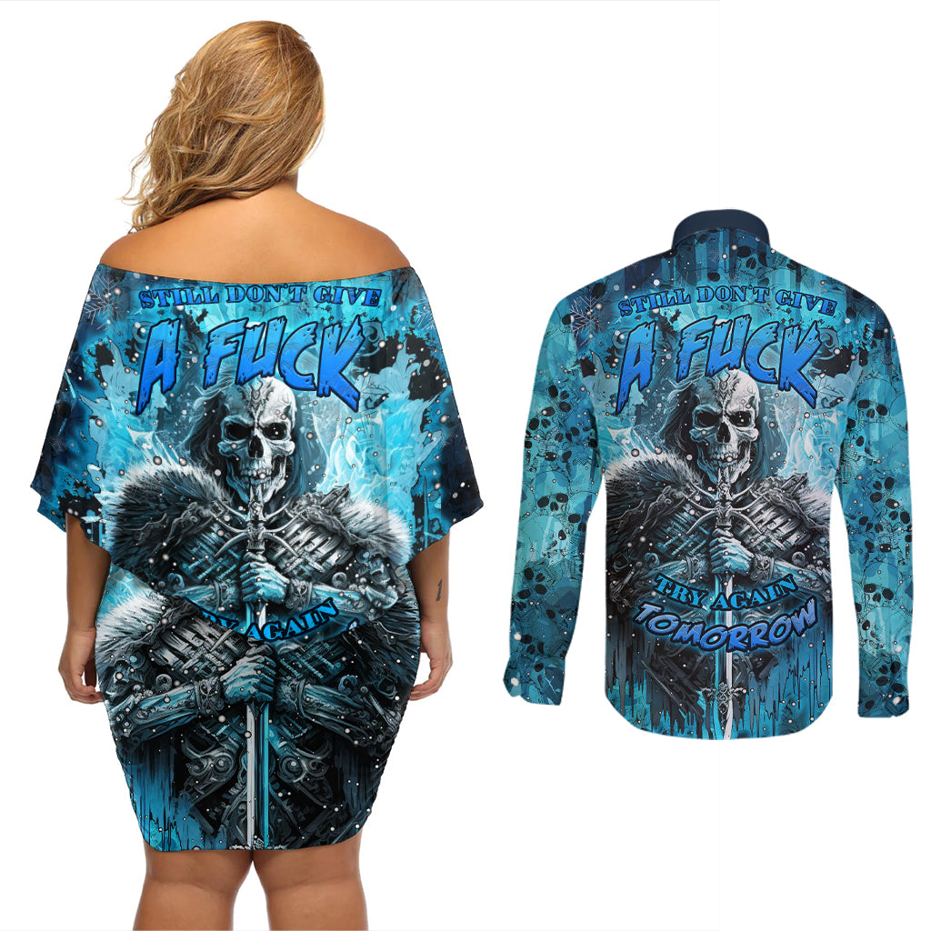 skull-couples-matching-off-shoulder-short-dress-and-long-sleeve-button-shirts-try-again-tomorrow