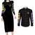 Yami Sukehiro V3 Black Clover Couples Matching Long Sleeve Bodycon Dress and Long Sleeve Button Shirt Anime Style