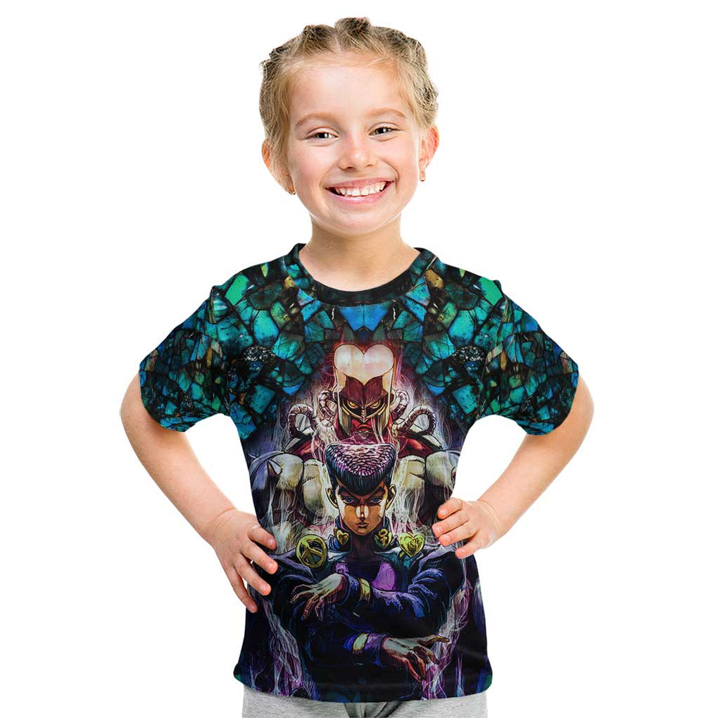 Trippy Josuke Shining Diamond Jojo’s Bizarre Adventure Kid T Shirt Anime Mix Abstracs Style