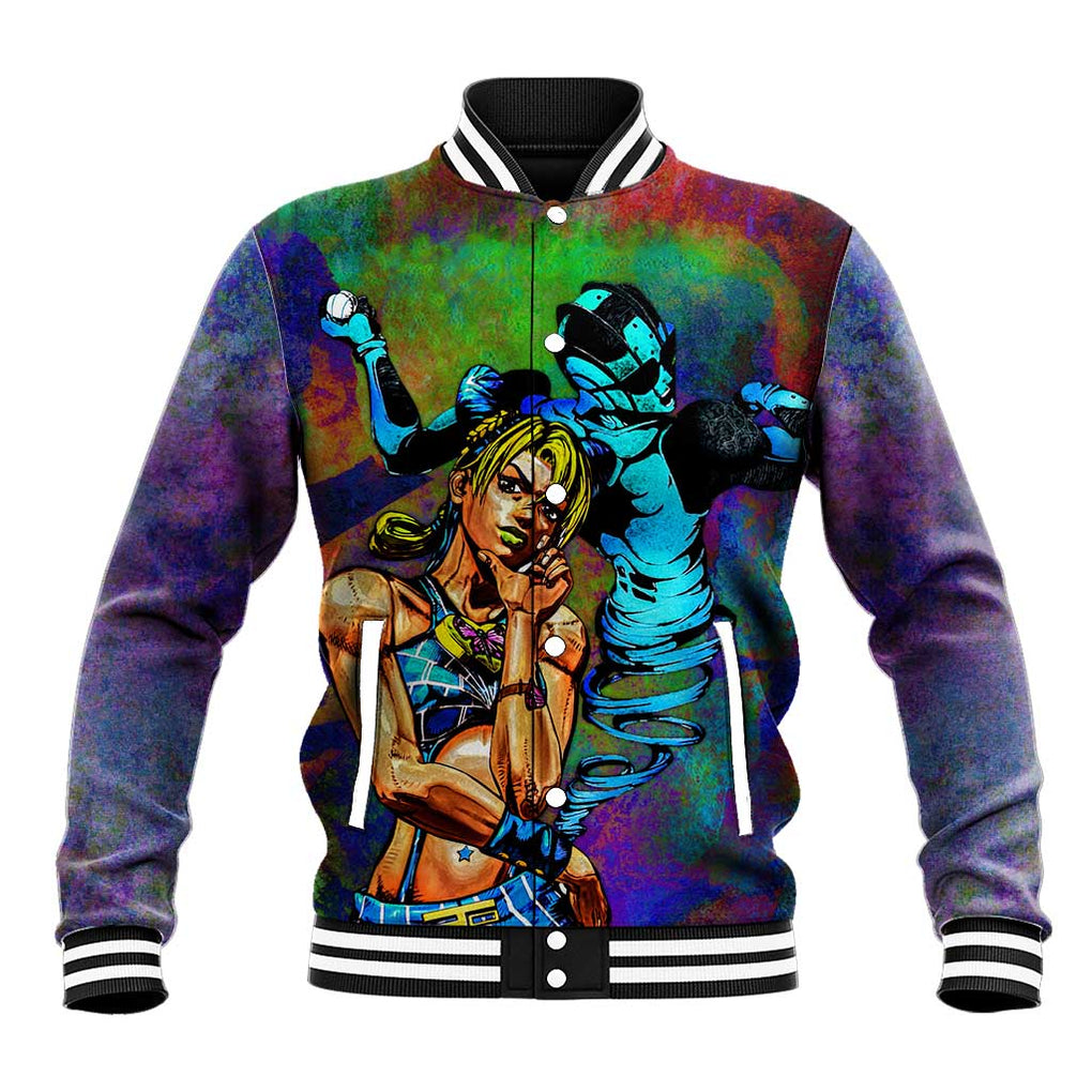 Trippy Jolyne Cujoh Stone Ocean Jojo’s Bizarre Adventure Baseball Jacket Anime Mix Abstracs Style