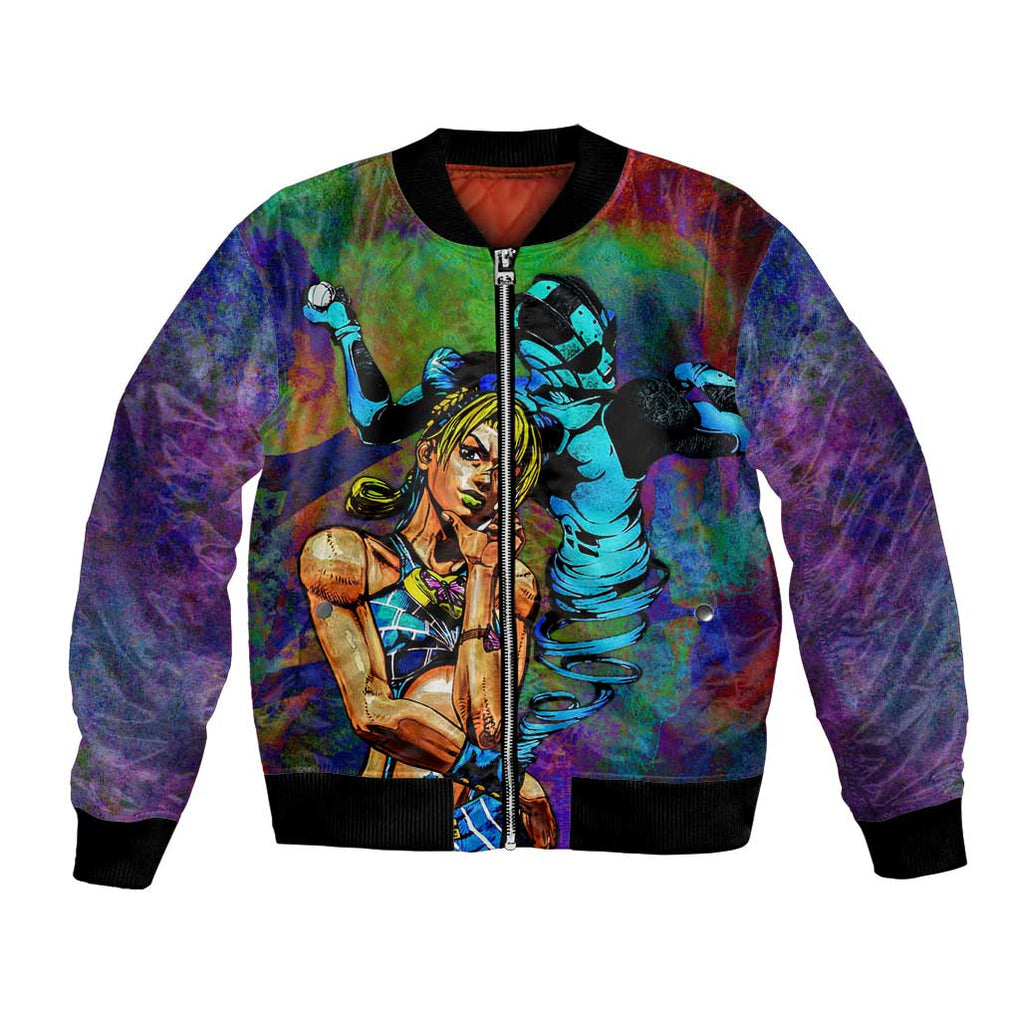 Trippy Jolyne Cujoh Stone Ocean Jojo’s Bizarre Adventure Bomber Jacket Anime Mix Abstracs Style