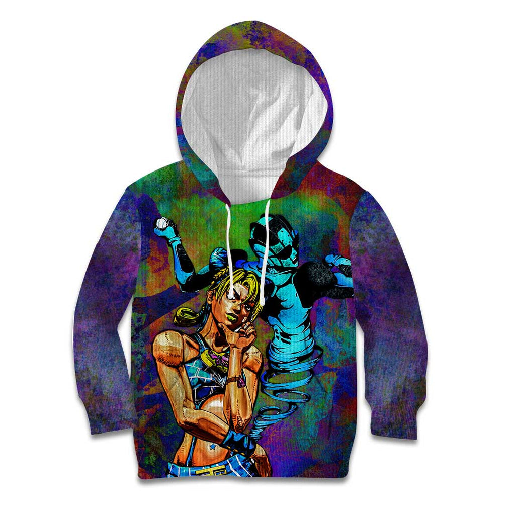 Trippy Jolyne Cujoh Stone Ocean Jojo’s Bizarre Adventure Kid Hoodie Anime Mix Abstracs Style