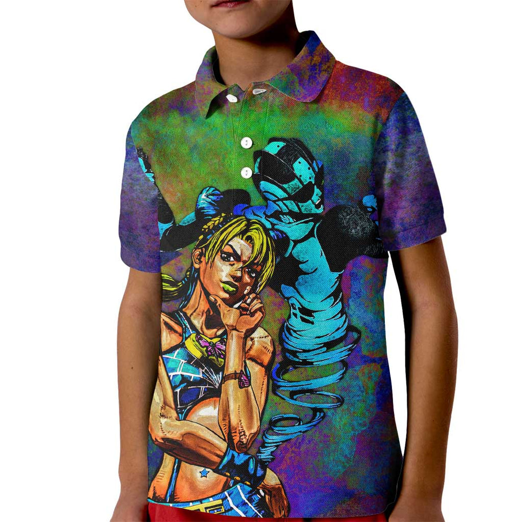 Trippy Jolyne Cujoh Stone Ocean Jojo’s Bizarre Adventure Kid Polo Shirt Anime Mix Abstracs Style