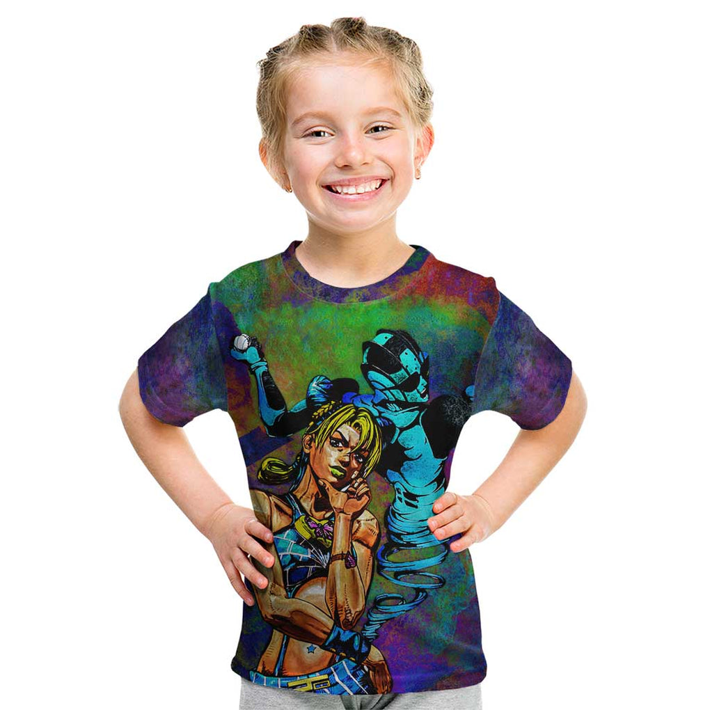 Trippy Jolyne Cujoh Stone Ocean Jojo’s Bizarre Adventure Kid T Shirt Anime Mix Abstracs Style