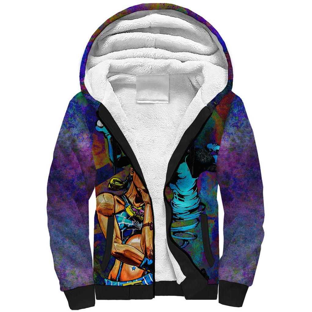 Trippy Jolyne Cujoh Stone Ocean Jojo’s Bizarre Adventure Sherpa Hoodie Anime Mix Abstracs Style