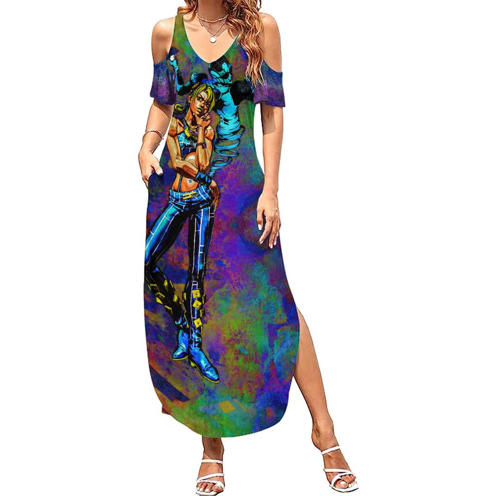 Trippy Jolyne Cujoh Stone Ocean Jojo’s Bizarre Adventure Summer Maxi Dress Anime Mix Abstracs Style