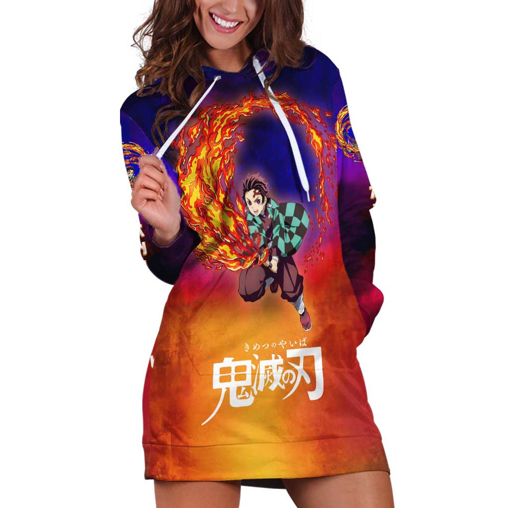 Space Samurai Tanjiro Demon Slayer Hoodie Dress Anime Mix Abstracs Style