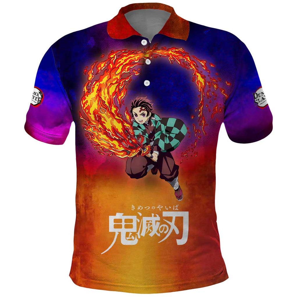 Space Samurai Tanjiro Demon Slayer Polo Shirt Anime Mix Abstracs Style