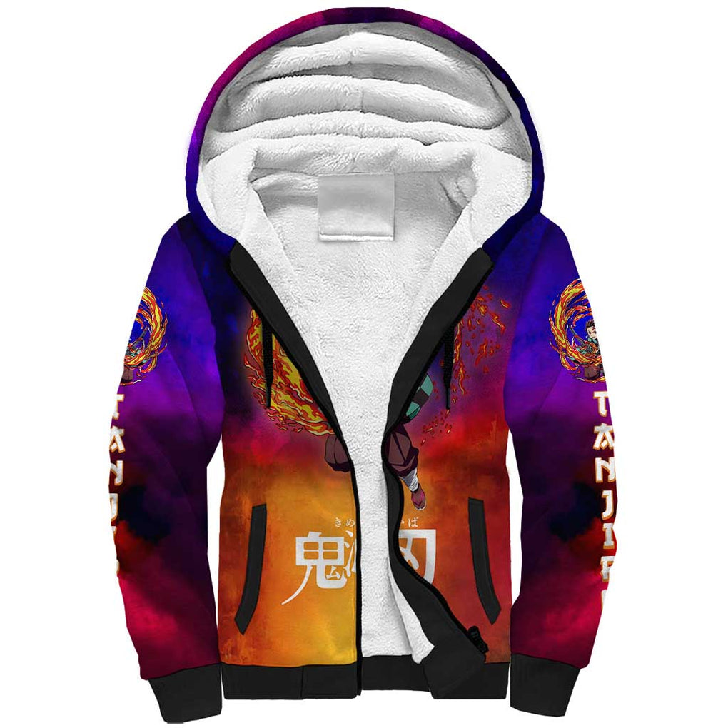 Space Samurai Tanjiro Demon Slayer Sherpa Hoodie Anime Mix Abstracs Style