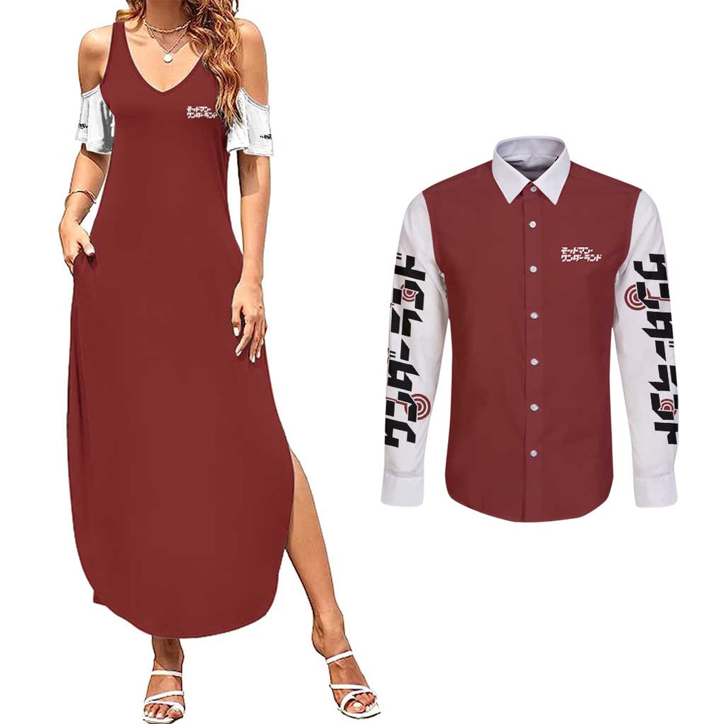 Deadman Wonderland Couples Matching Summer Maxi Dress and Long Sleeve Button Shirt Anime Style