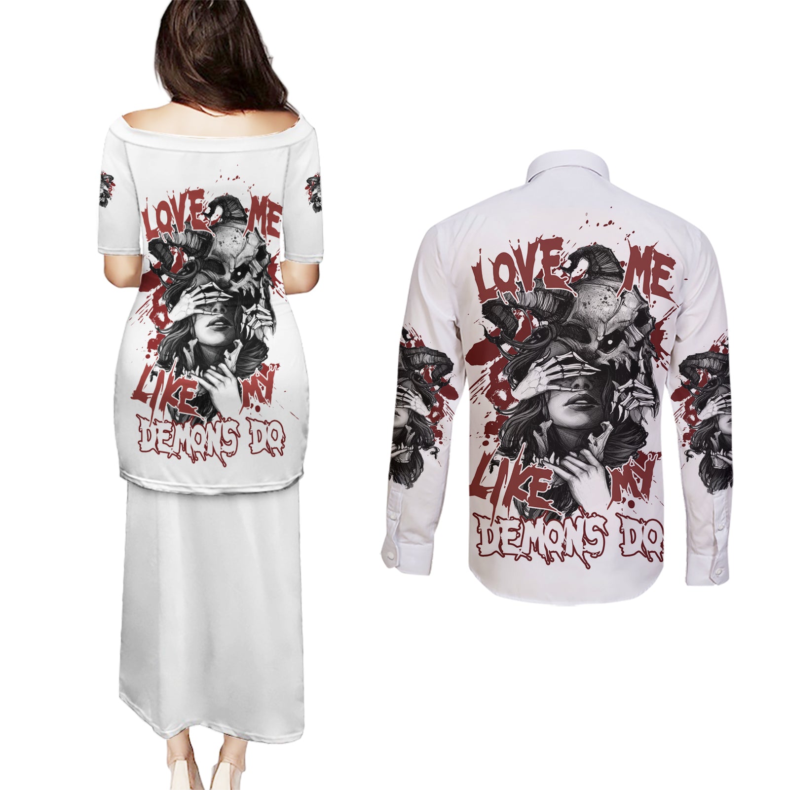 love-me-like-my-demons-do-skull-couples-matching-puletasi-dress-and-long-sleeve-button-shirt