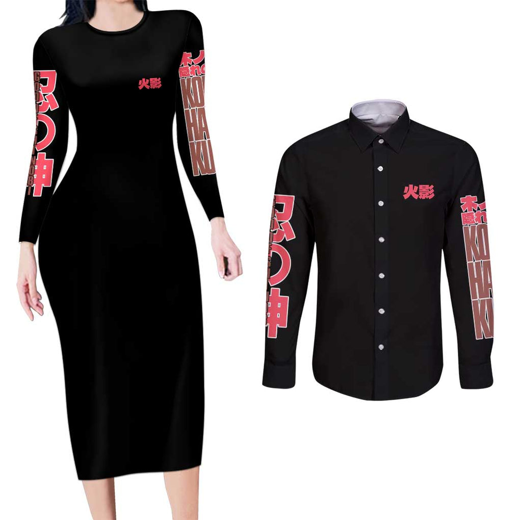 Hashirama Senju V2 Naruto Couples Matching Long Sleeve Bodycon Dress and Long Sleeve Button Shirt Japan Anime Style