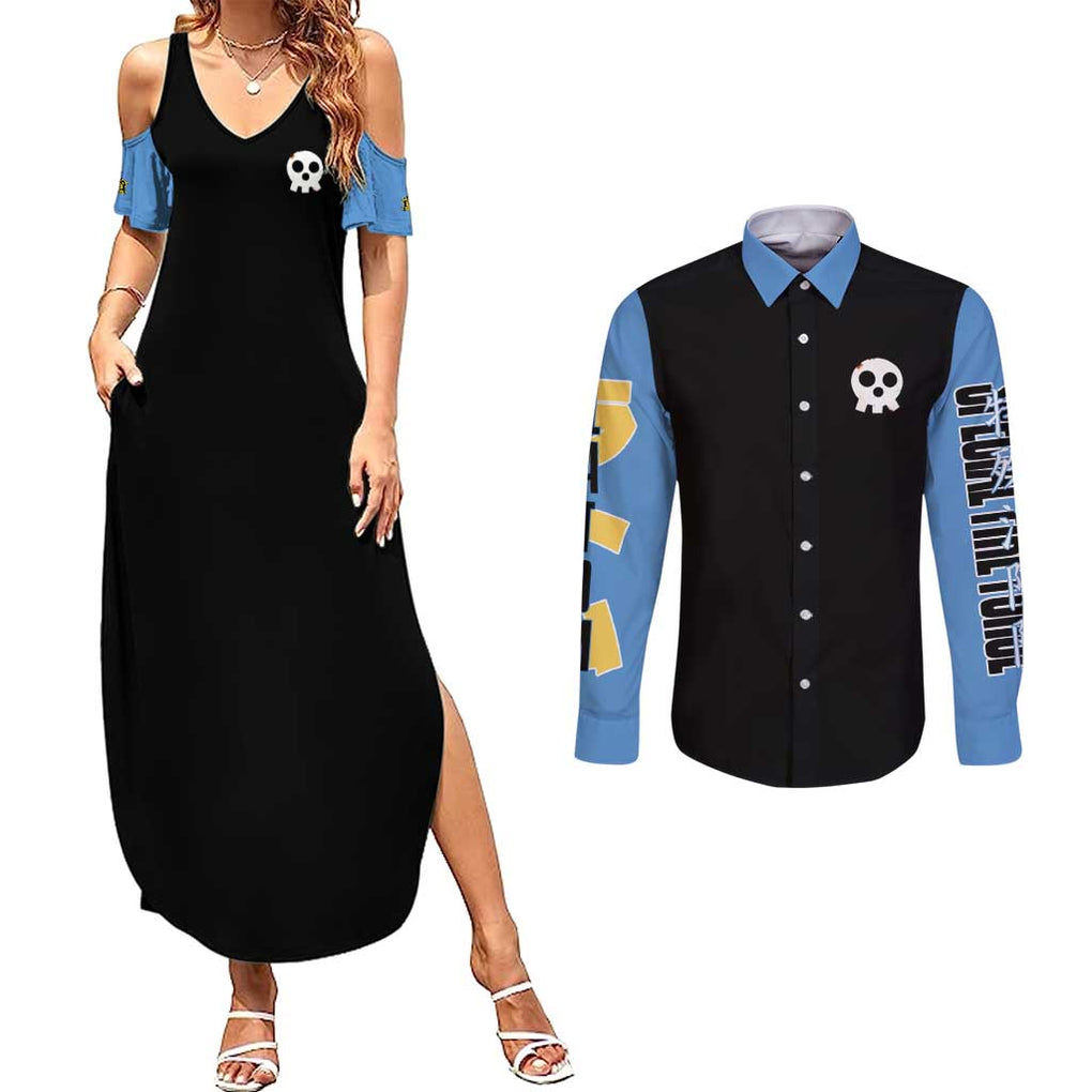 Company 8 Fire Force Couples Matching Summer Maxi Dress and Long Sleeve Button Shirt Japan Anime Style