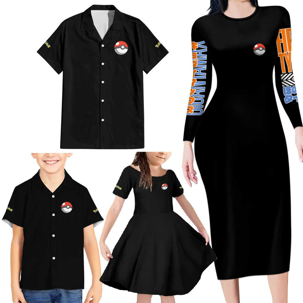 Gigantamax Charizard Poke Family Matching Long Sleeve Bodycon Dress and Hawaiian Shirt Japan Anime Style