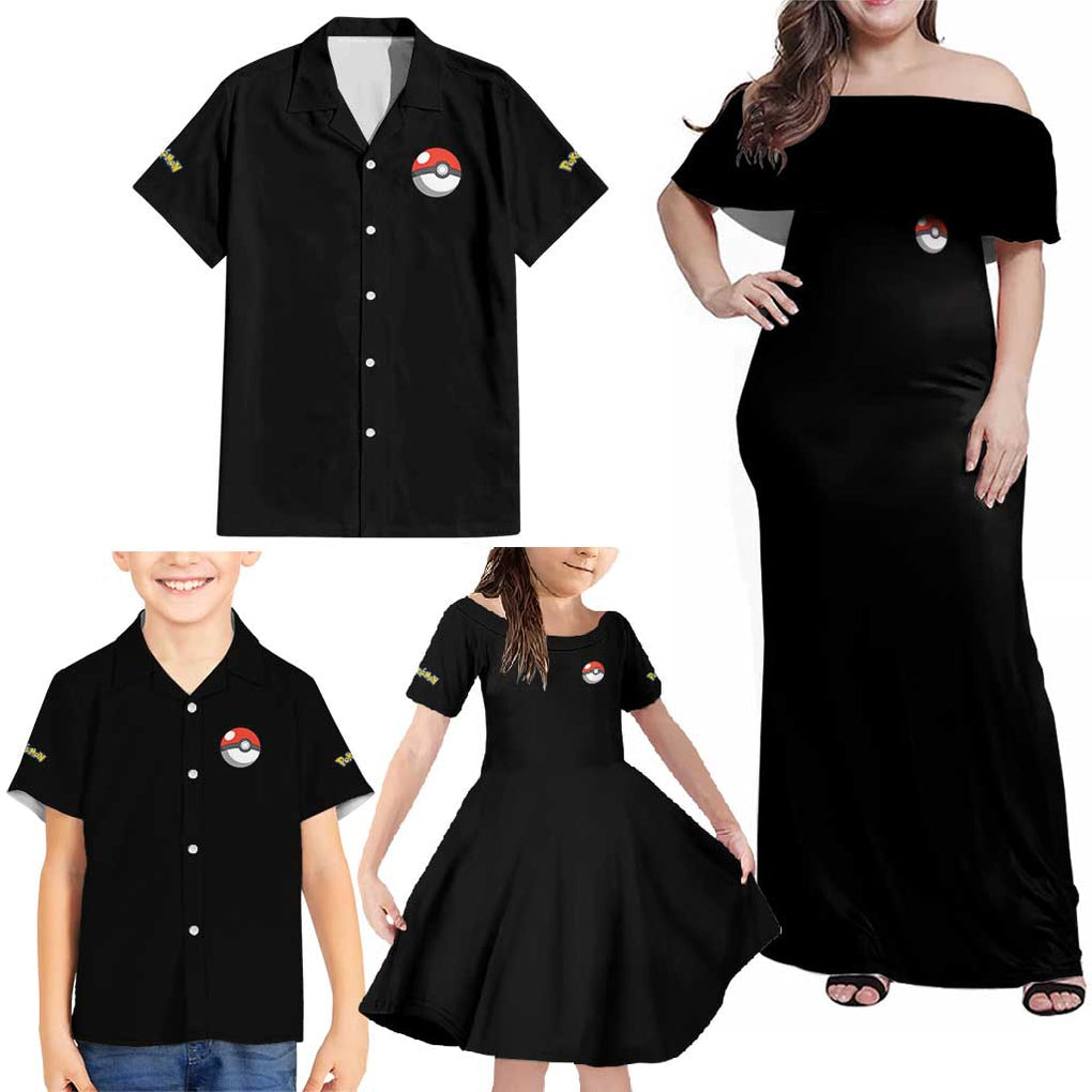 Gigantamax Charizard Poke Family Matching Off Shoulder Maxi Dress and Hawaiian Shirt Japan Anime Style