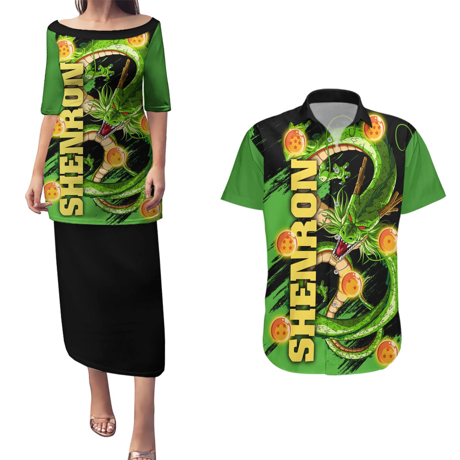 Dragon Shenron Couples Matching Puletasi and Hawaiian Shirt