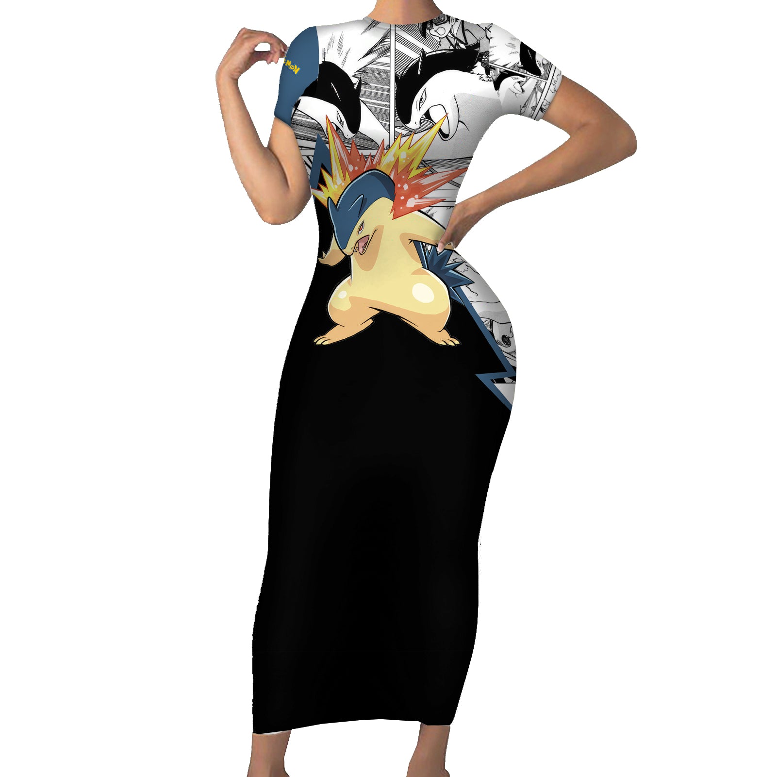 Typhlosion Mix Manga Short Sleeve Bodycon Dress