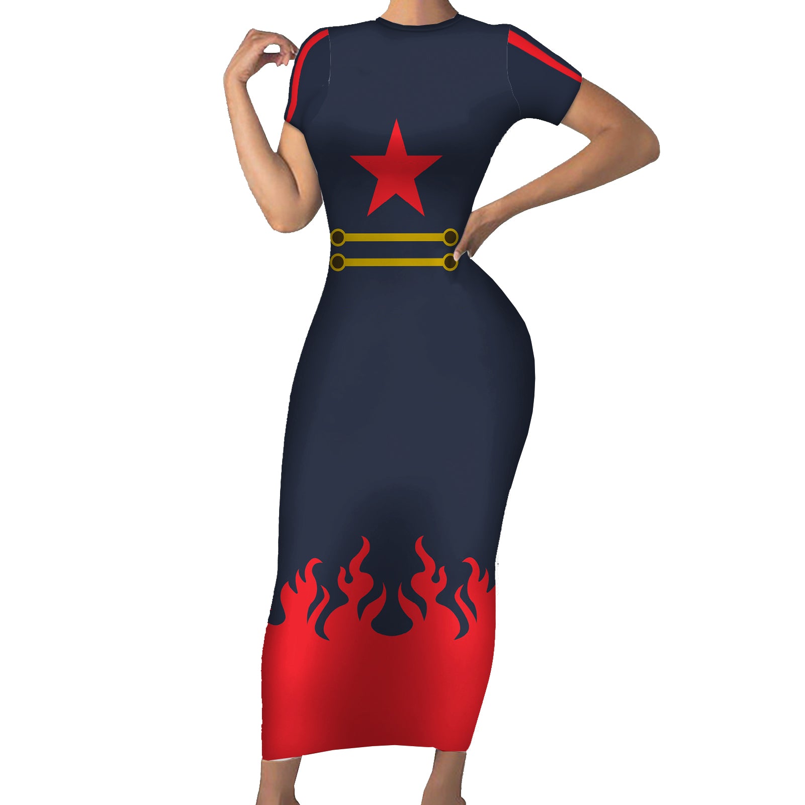 Gurren Lagann Simon Short Sleeve Bodycon Dress