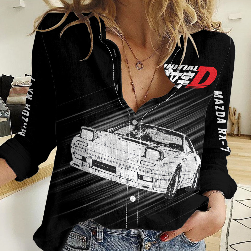 Keisuke Takahashi RX-7 Initial D Women Casual Shirt Manga Mix Anime Style