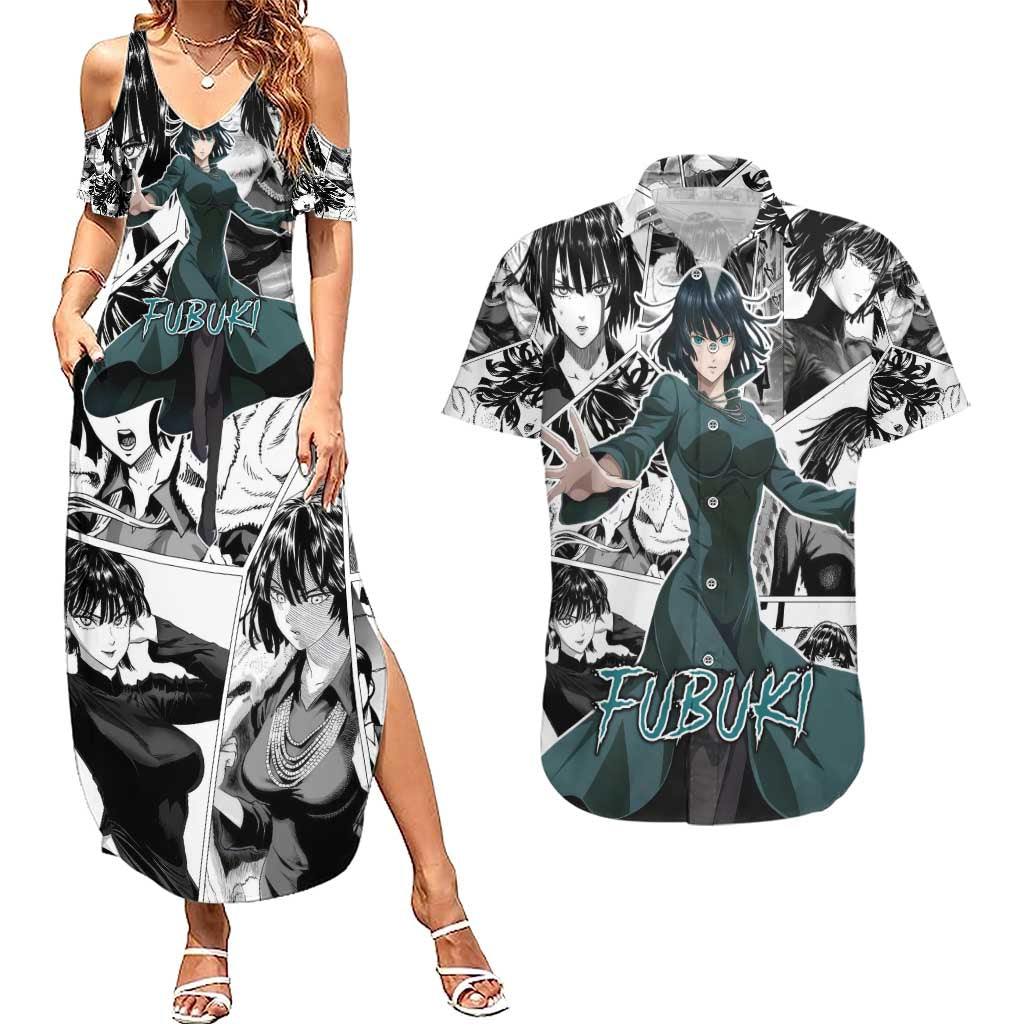 Fubuki - One Punch Man Couples Matching Summer Maxi Dress and Hawaiian Shirt Anime Mix Manga Style