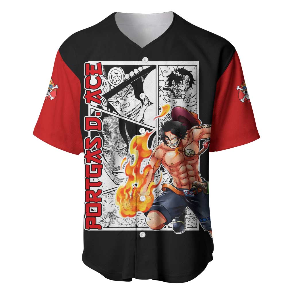 Portgas D.Ace - One Piece Baseball Jersey Anime Mix Manga Style