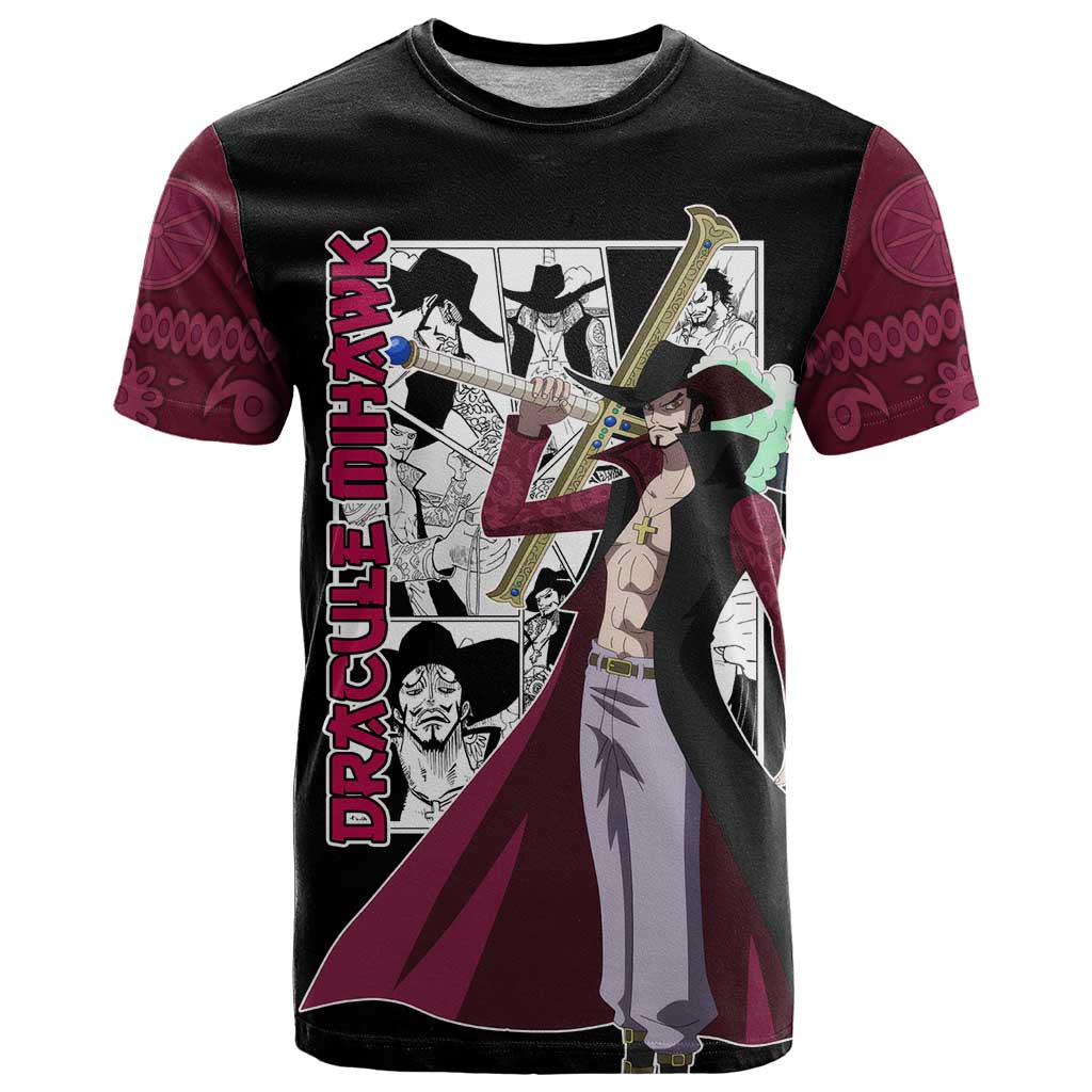 Dracule Mihawk - One Piece T Shirt Anime Mix Manga Style