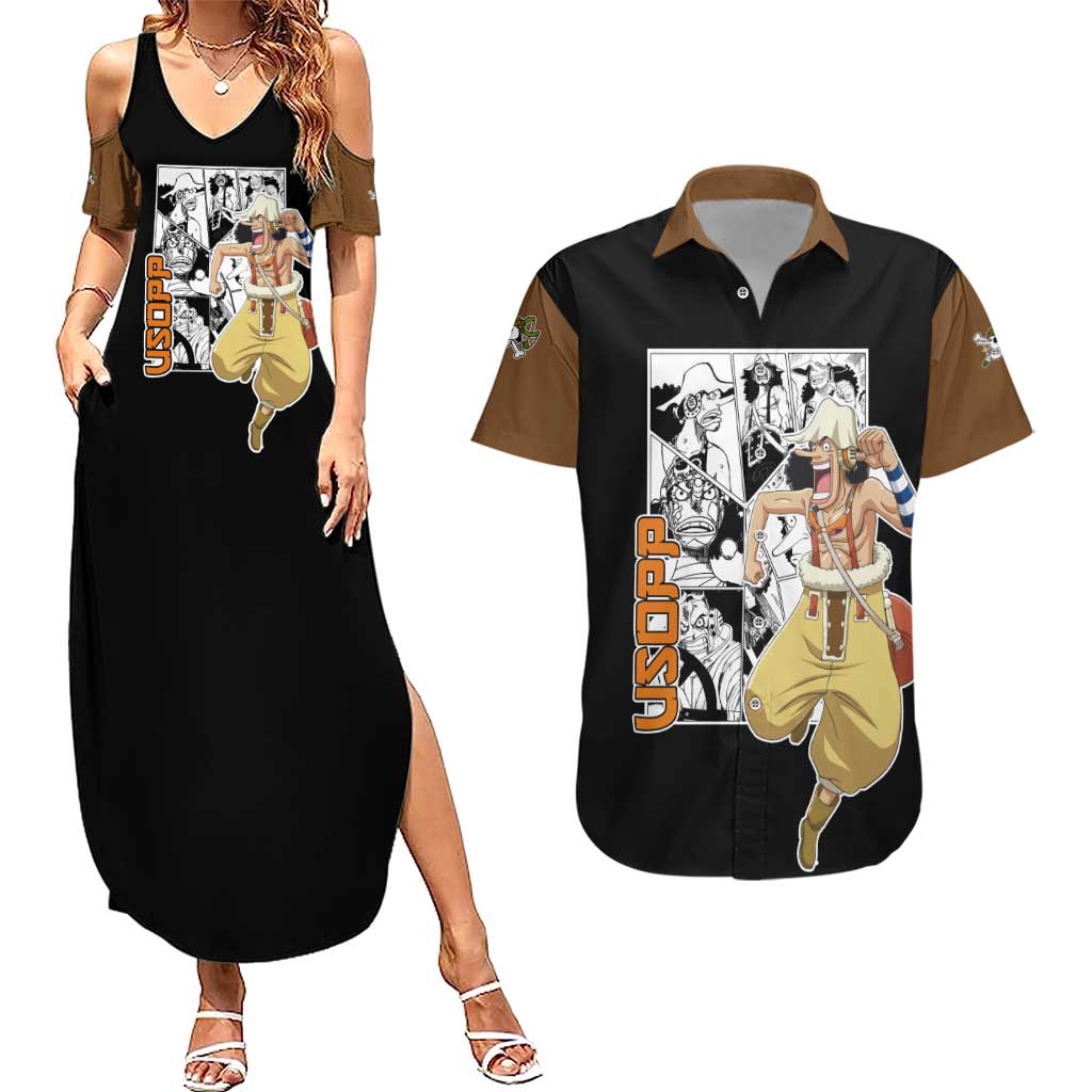 Usopp - One Piece Couples Matching Summer Maxi Dress and Hawaiian Shirt Anime Mix Manga Style