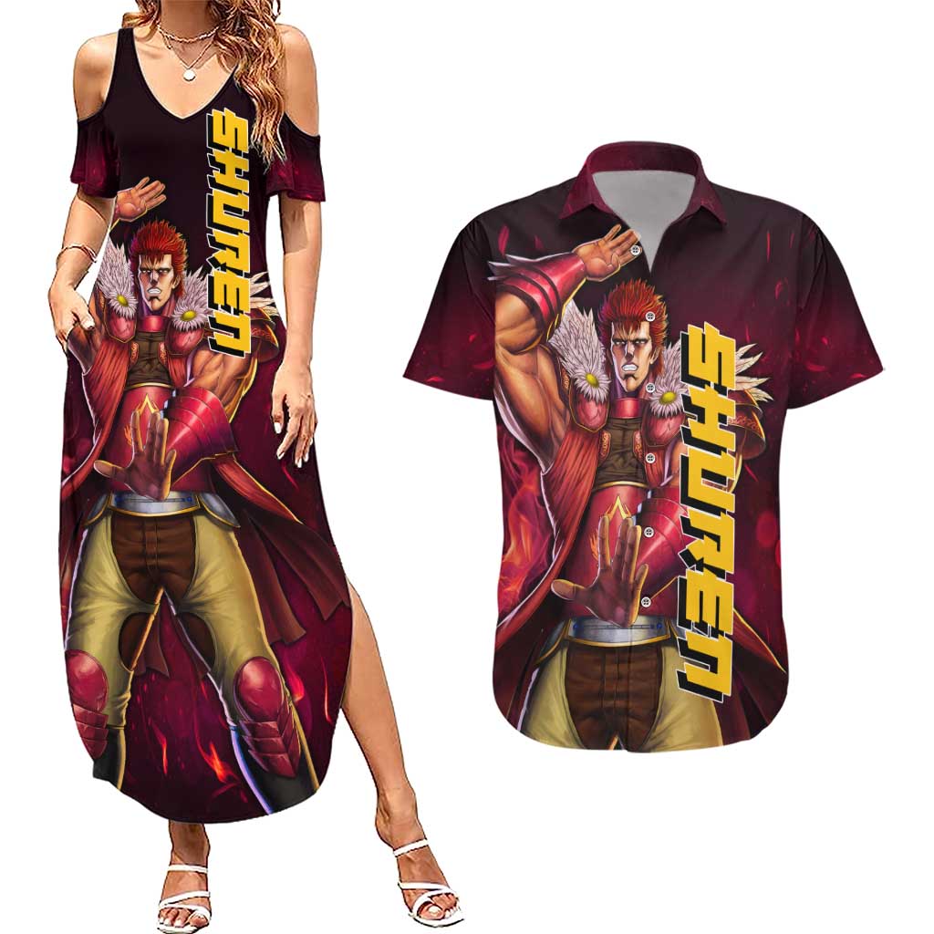 Shuren - Fist Of The North Star Couples Matching Summer Maxi Dress and Hawaiian Shirt Anime Style