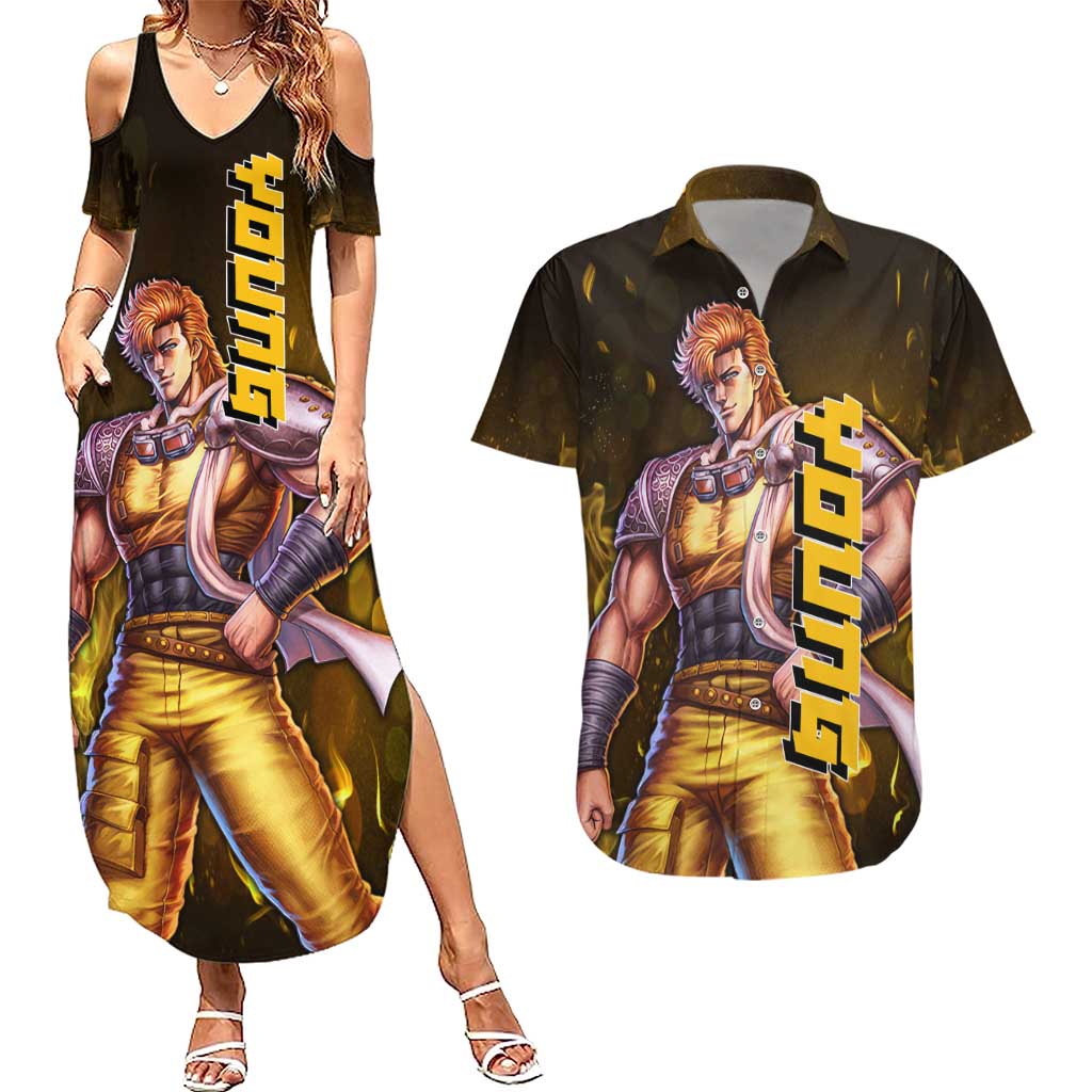 Young - Fist Of The North Star Couples Matching Summer Maxi Dress and Hawaiian Shirt Anime Style