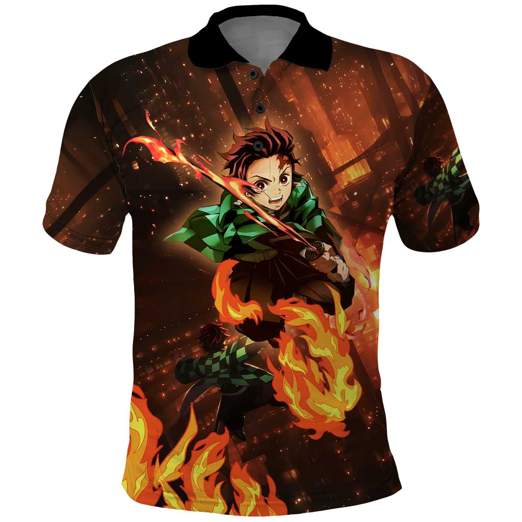 Kamado Tanjiro in Infinity Castle - Demon Slayer Polo Shirt Anime Style