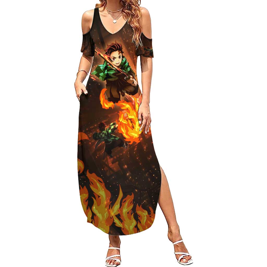 Kamado Tanjiro in Infinity Castle - Demon Slayer Summer Maxi Dress Anime Style