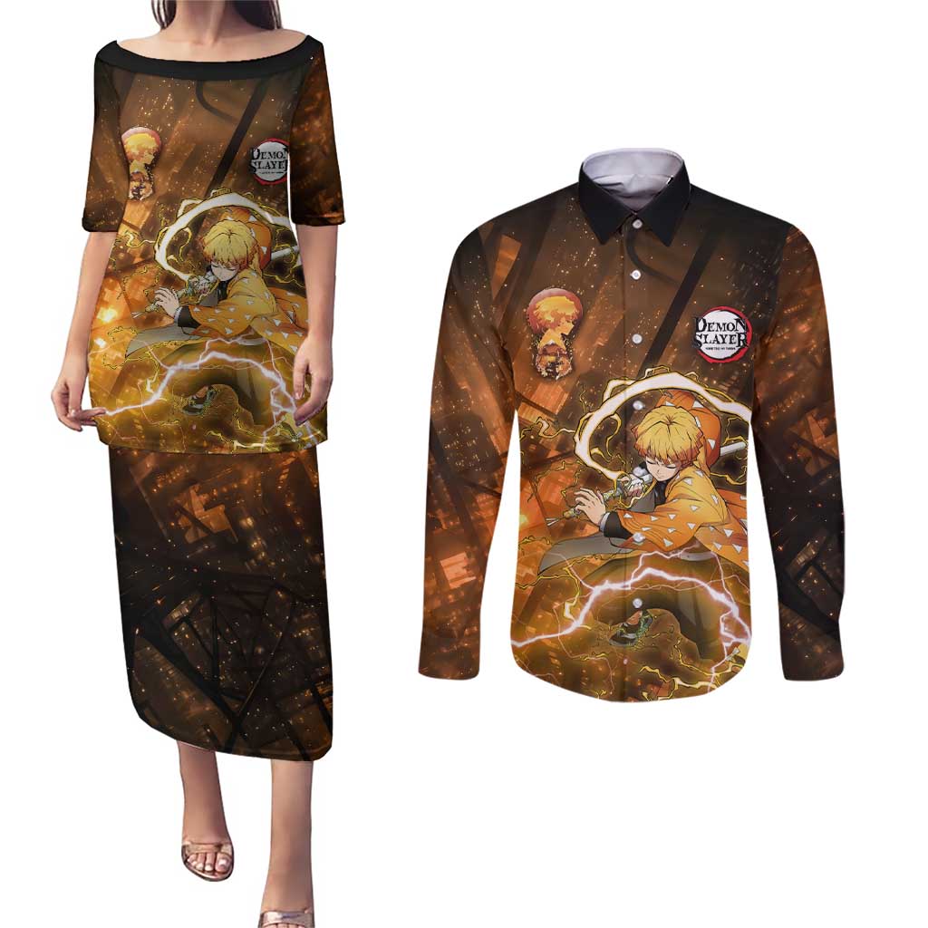 Nenitsu - Infinity Castle - Demon Slayer Couples Matching Puletasi and Long Sleeve Button Shirt Anime Style