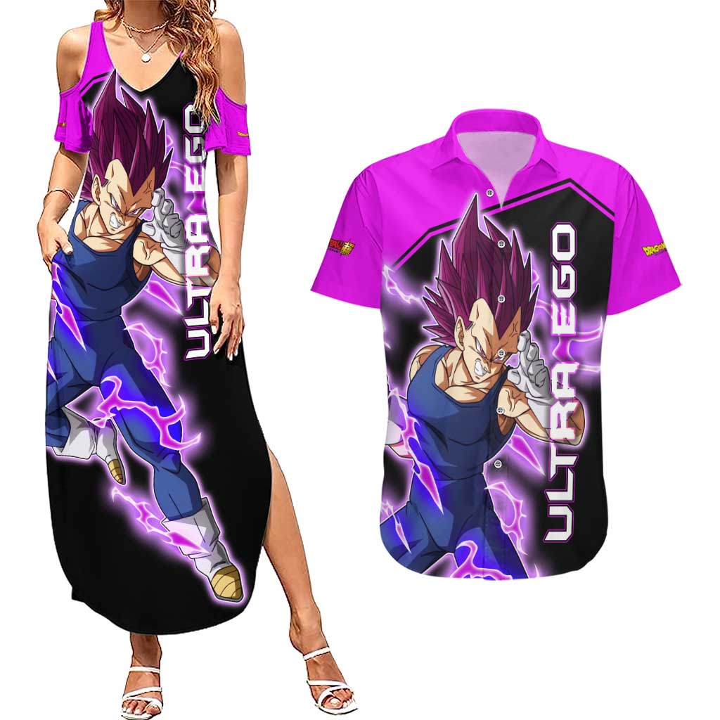 Vegeta Ultra Ego - Dragon Ball Couples Matching Summer Maxi Dress and Hawaiian Shirt Anime Style