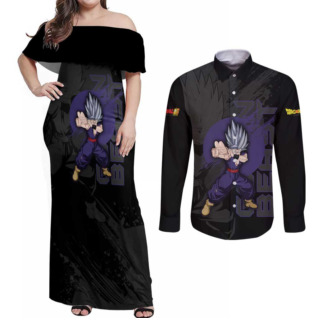 Gohan Beast - Dragon Ball Couples Matching Off Shoulder Maxi Dress and Long Sleeve Button Shirt Anime Style