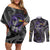 Black Frieza - Dragon Ball Couples Matching Off Shoulder Short Dress and Long Sleeve Button Shirt Anime Style