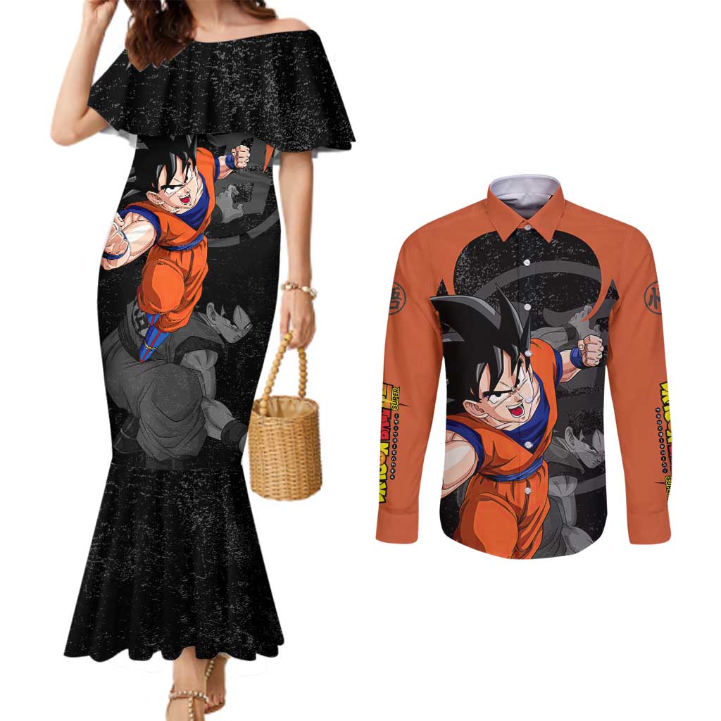 Goku - Dragon Ball Z Couples Matching Mermaid Dress and Long Sleeve Button Shirt Anime Style