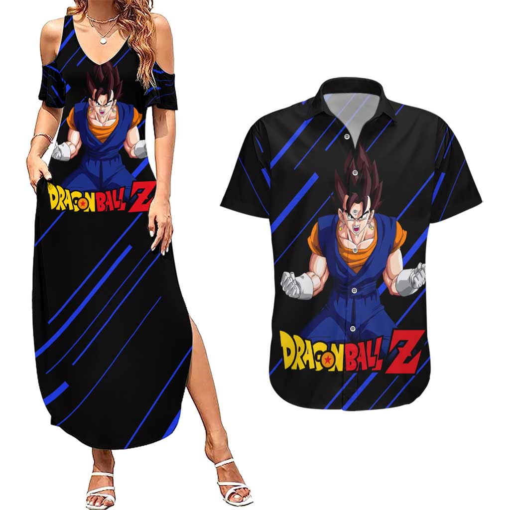 Vegito - Dragon Ball Couples Matching Summer Maxi Dress and Hawaiian Shirt Anime Style