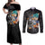 Goku Blue - Dragon Ball Couples Matching Off Shoulder Maxi Dress and Long Sleeve Button Shirt Anime Style