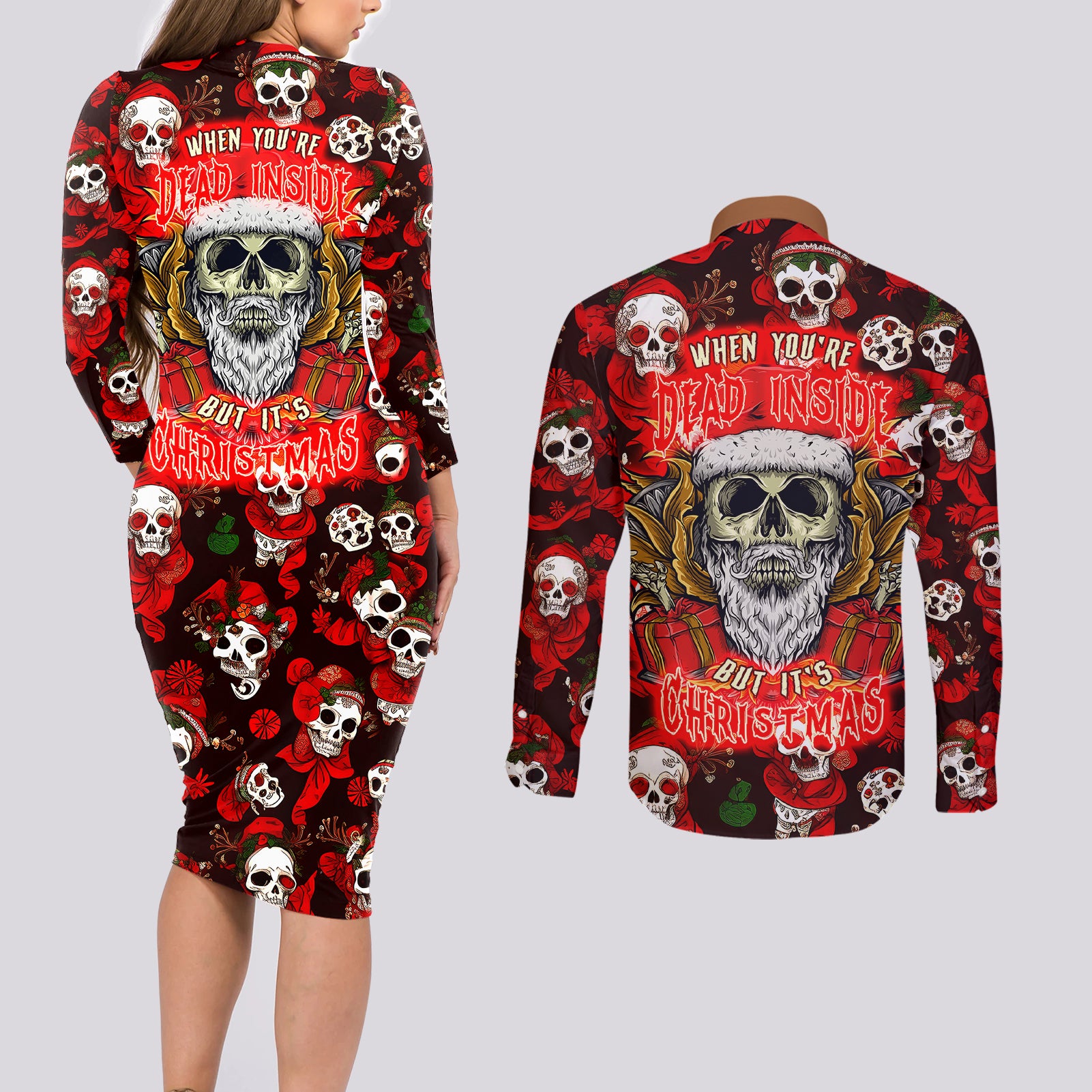 christmas-skull-couples-matching-long-sleeve-bodycon-dress-and-long-sleeve-button-shirts-when-youre-dead-inside-but-its-christmas