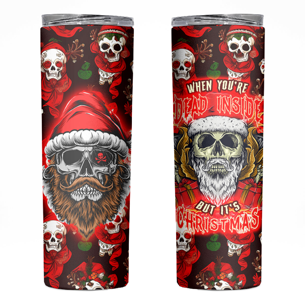 Christmas Skull Skinny Tumbler When You're Dead Inside But It's Christmas