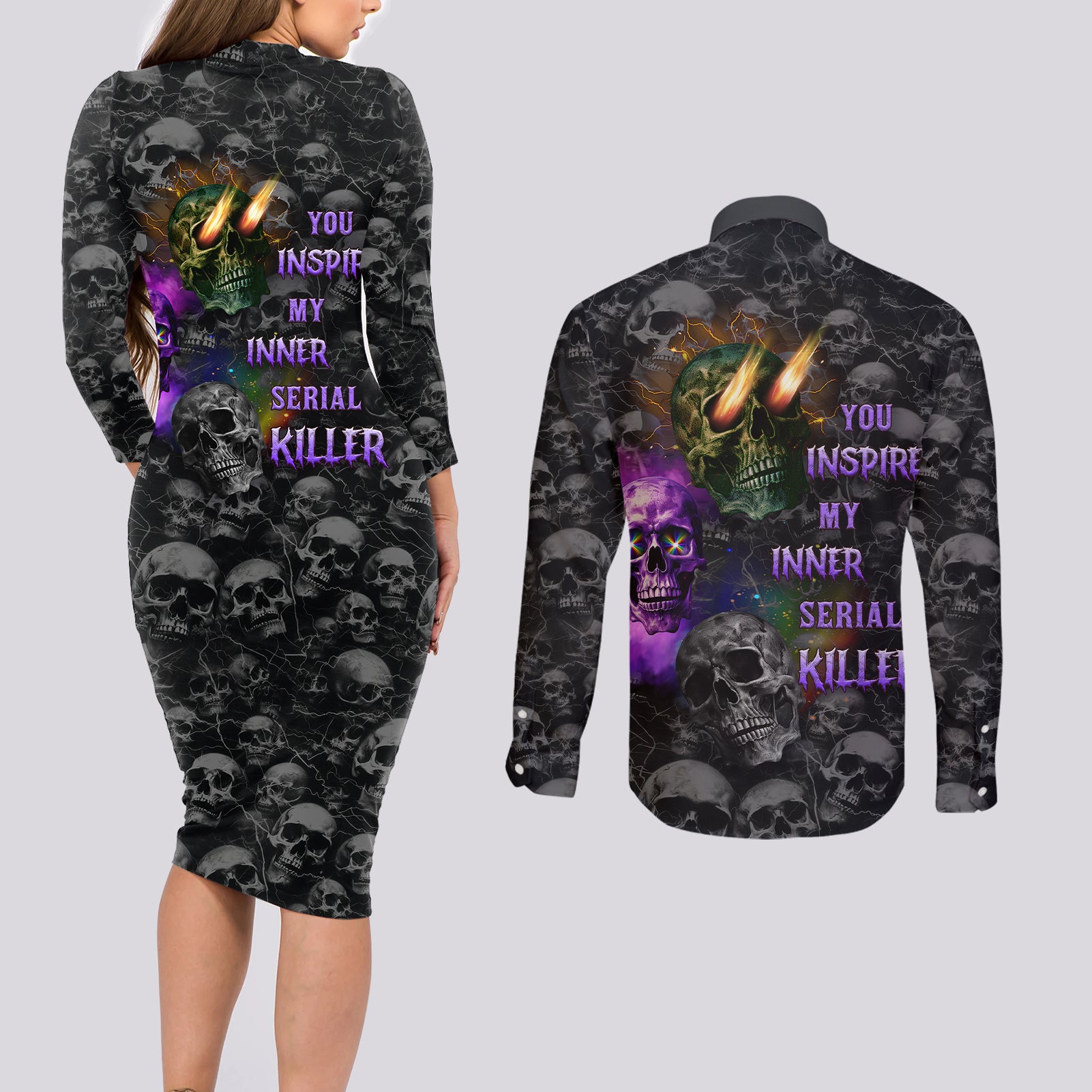 you-inspire-my-inner-serial-killer-couples-matching-long-sleeve-bodycon-dress-and-long-sleeve-button-shirts