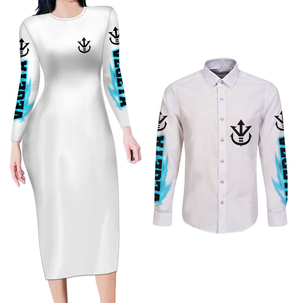 Vegeta V3 Dragon Ball Z Couples Matching Long Sleeve Bodycon Dress and Long Sleeve Button Shirt Anime Style