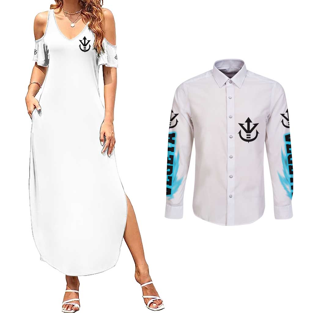 Vegeta V3 Dragon Ball Z Couples Matching Summer Maxi Dress and Long Sleeve Button Shirt Anime Style