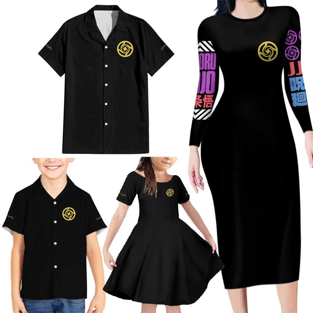 Satoru Gojo V2 Jujutsu Kaisen Family Matching Long Sleeve Bodycon Dress and Hawaiian Shirt Anime Style