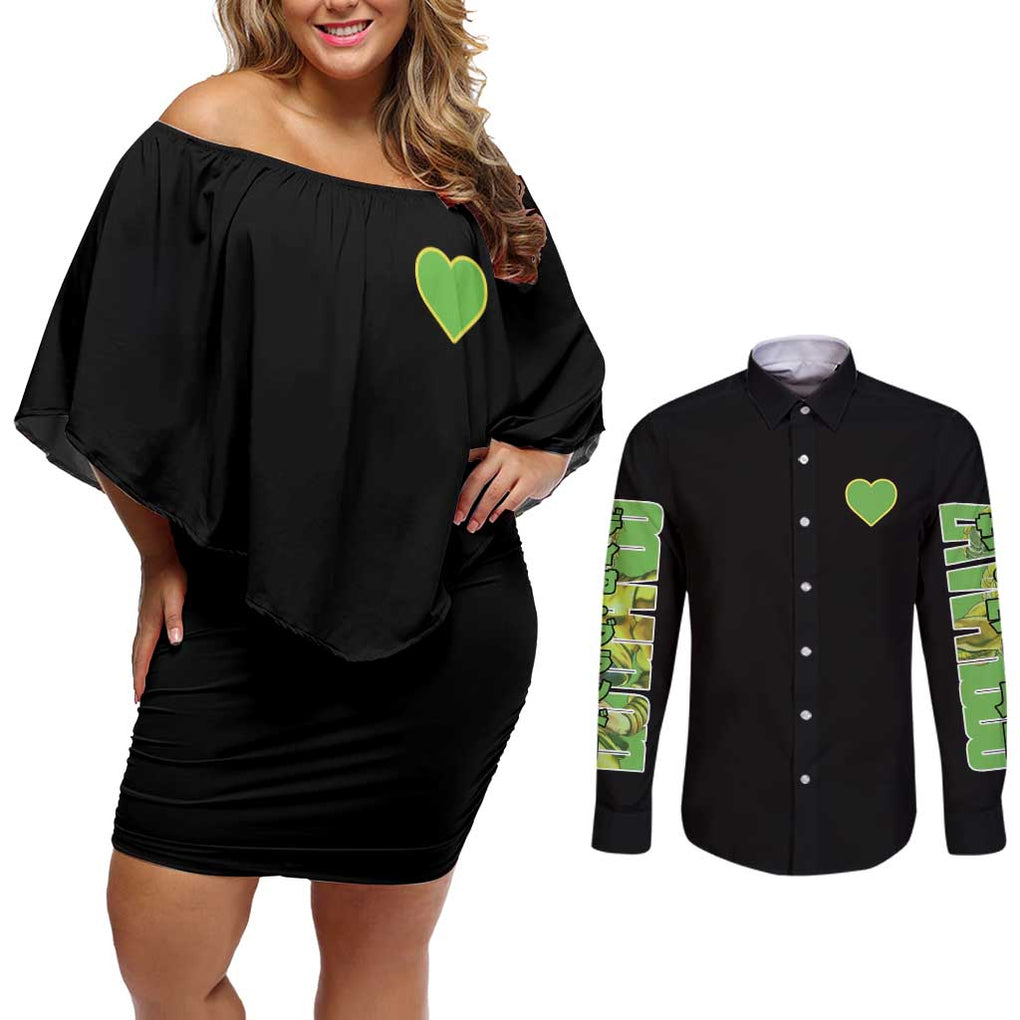 Dio Brando Jojo’s Bizarre Adventure Couples Matching Off Shoulder Short Dress and Long Sleeve Button Shirt Anime Style