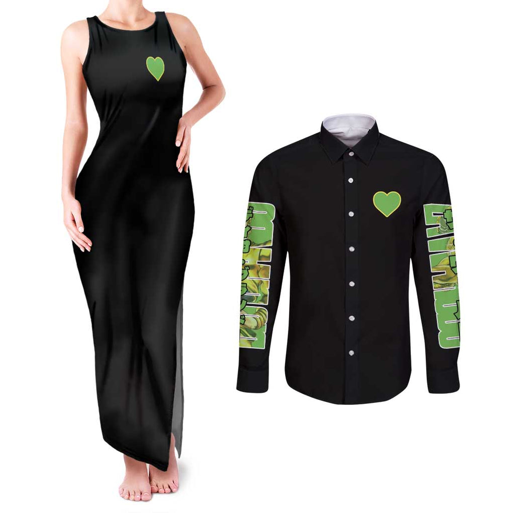 Dio Brando Jojo’s Bizarre Adventure Couples Matching Tank Maxi Dress and Long Sleeve Button Shirt Anime Style