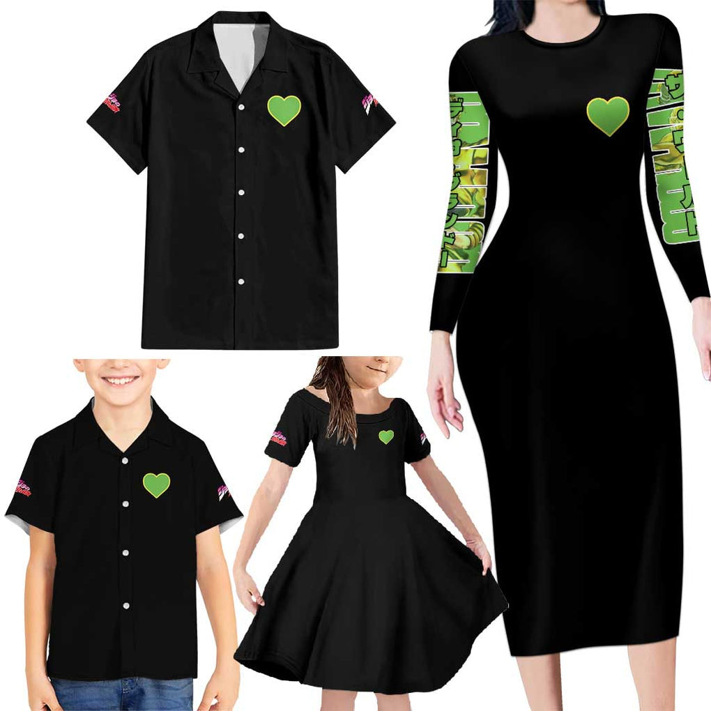 Dio Brando Jojo’s Bizarre Adventure Family Matching Long Sleeve Bodycon Dress and Hawaiian Shirt Anime Style