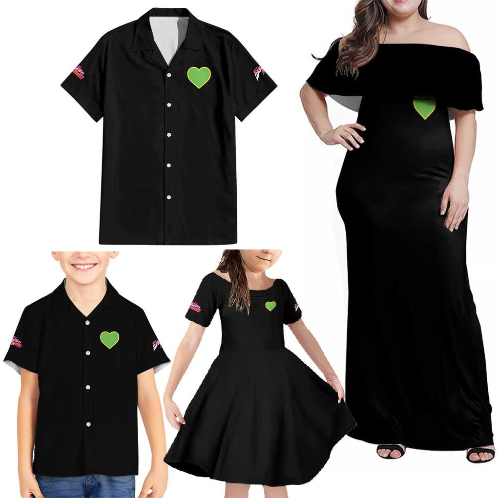 Dio Brando Jojo’s Bizarre Adventure Family Matching Off Shoulder Maxi Dress and Hawaiian Shirt Anime Style