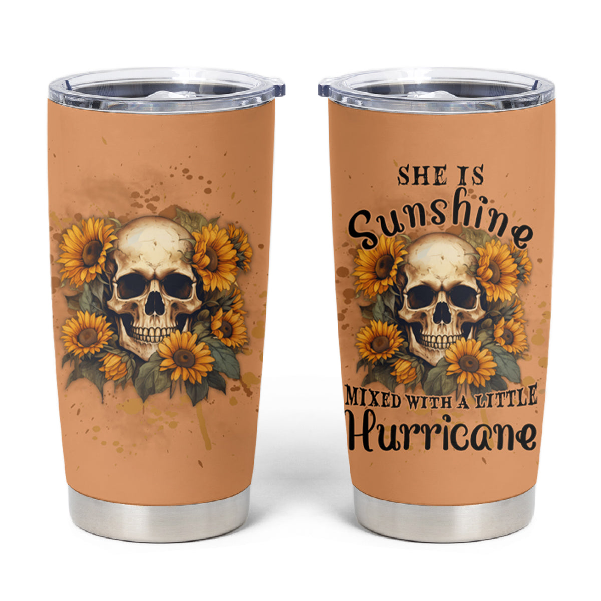 She Is Sunshine Sunflower Skull Tumbler Cup